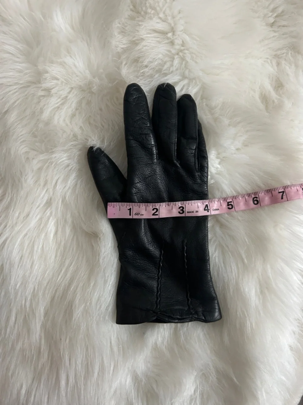 Italian vintage leather gloves with rabbit fur lining